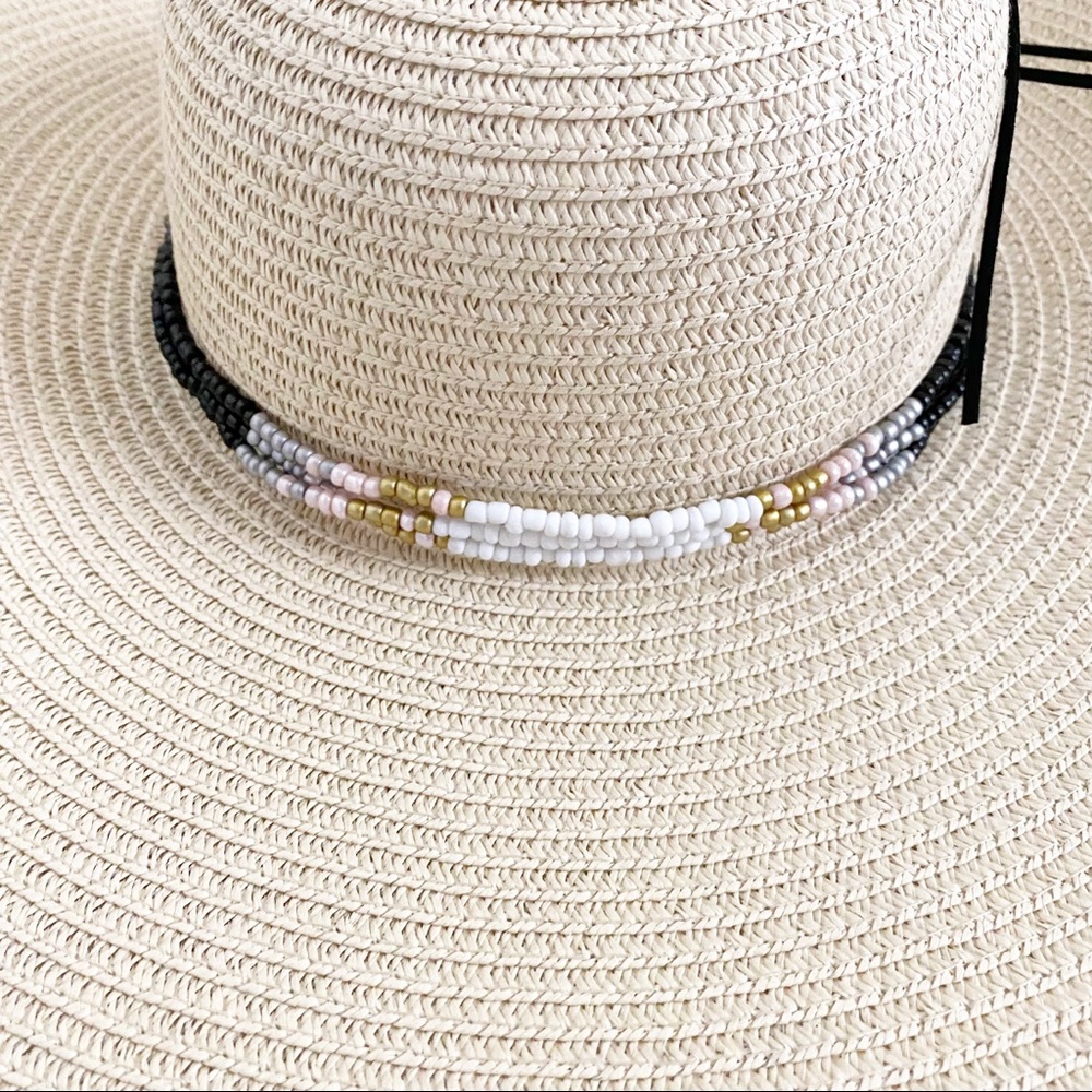 Anthropologie Bead-Trimmed oversized Paper Sun Hat - Picture 8 of 10